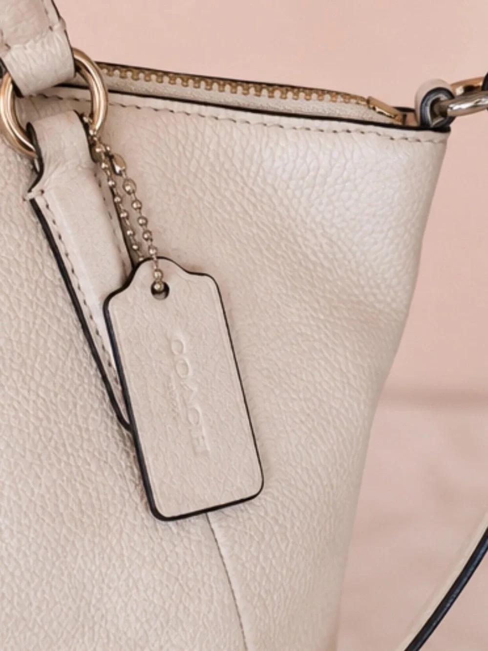 COACH Pebble Leather Small Kelsey Satchel Crossbody Chalk Off White